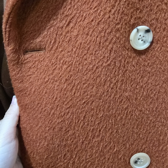 Women's Double-Breasted Rust Coat - Picture 7 of 7